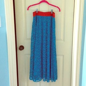 LuLa Lucy Bright Blue Lace Skirt